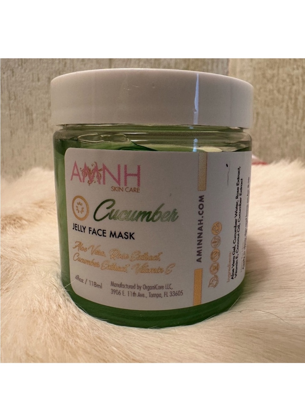 AMINNAH Cucumber Jelly Face Mask - Green NEW Retail $50
